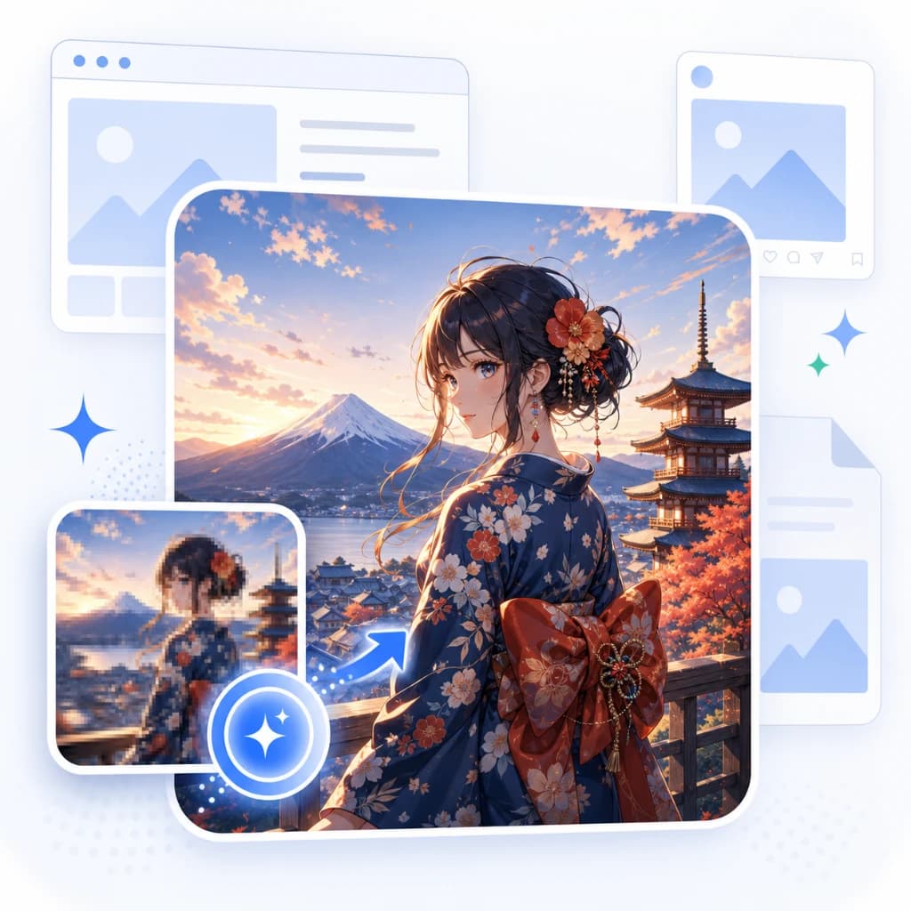Upscale images online for web, print, and social media